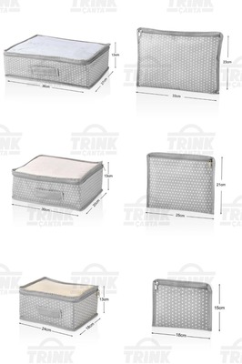 TRİNK ÇANTA 6'LI SET Gri Benekli Desen 6 Parça Valiz Içi Düzenleyici Set TRİNK ÇANTA ürün fotoğrafı