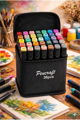 36 Parça Çift Taraflı Profesyonel Marker Boya Kalem Seti ürün fotoğrafı