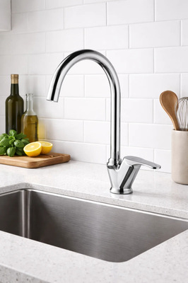 5 Yıl Garantili Çift Su Girişli Pirinç Bağlantı Aparatları Dahil Fiyat Mutfak Bataryası ürün fotoğrafı