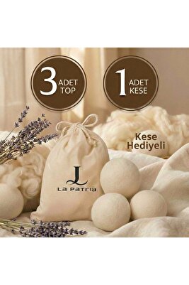 3 Adet Xxxl Yün Çamaşır Kurutma Makinesi Topu( Kese hediyeli) ürün fotoğrafı