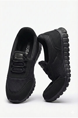 Ultra Esnek Kadın Spor Babet Yürüyüş Ayakkabısı Hafif Ortopedik Taban Siyah Anne Ayakkabı ürün fotoğrafı