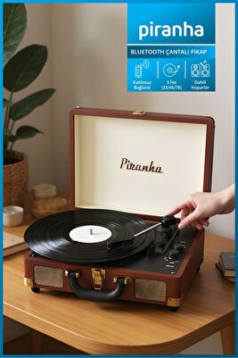 7325 Bluetooth’lu Çantalı Pikap | 33/45/78 Devir | Dahili Hoparlör | RCA &amp; 3.5mm Giriş ürün fotoğrafı