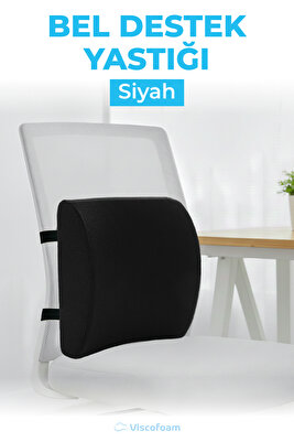 Ortopedik Bel Yastığı Ofis Sandalye Araç Koltuk Bel Destek Yastığı Visco Bel Yastığı Siyah ürün fotoğrafı