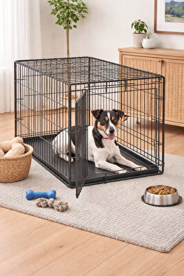 Katlanabilir Metal Tel Evcil Küçük Hayvan Kedi Köpek Kuş Kafesi Taşınabilir Oyun Parkı 60x40x48 ürün fotoğrafı