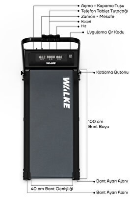 W-fit Bluetoothlu Uygulamalı Uzaktan Kumandalı Koşu Bandı Yürüyüş Bandı ürün fotoğrafı