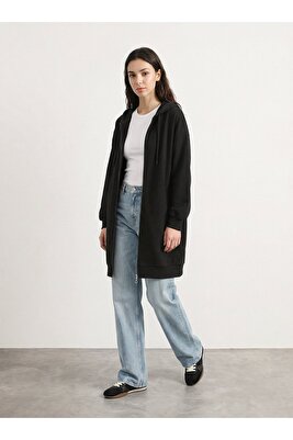 Fermuarlı Kapüşonlu Sweatshirt - Siyah - Benin ürün fotoğrafı