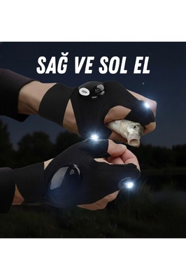 Led Işıklı, El Fenerli Çift El Tamirci, Balıkçı Ve Bisiklet Eldiveni. Hediye Için Ideal Seçim. ürün fotoğrafı