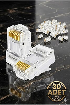 30 Adet Rj45 Cat5Cat6 Ethernet Internet Kablo Soketi Konnektörü 8p8c Rj45 Jack Uç Uc 30 Tane Utp Jak ürün fotoğrafı