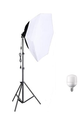 Ürün , Reklam , Moda , Makyaj , Stüdyo için 70cm Octagon Softbox 65w Ampullü Led Sürekli Işık ürün fotoğrafı