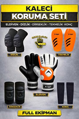 Yetişkin Ve Çocuk Kaleci Eldiveni Dizlik Dirseklik Tekmelik Tozluk Seti ürün fotoğrafı
