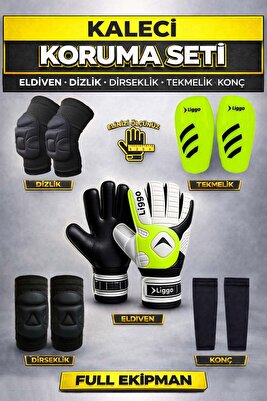 Yetişkin ve Çocuk Kaleci Eldiveni Dizlik Dirseklik Tekmelik Tozluk Seti ürün fotoğrafı