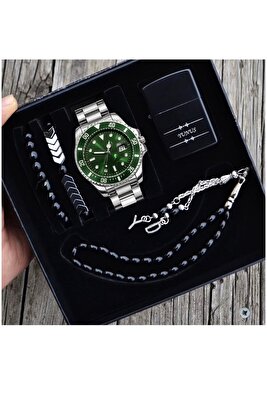 Erkek Kol Saati Çakmak Tesbih Ve Bileklik Seti ürün fotoğrafı
