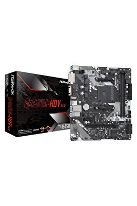 B450M-HDV R4.0 AMD B450 3200+MHz (OC) DDR4 Socket AM4 mATX Anakart (ASRB450M-HDVR4) ürün fotoğrafı