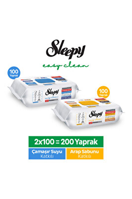 Easy Clean Premium Arap Sabunu + Çamaşır Suyu Yüzey Temizlik Havlusu Mendili 100+100(200 Yaprak) ürün fotoğrafı
