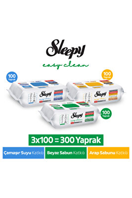 Easy Clean Premium Beyaz Sabun+Çamaşır Suyu+Arap Sabunu Yüzey Temizlik Havlusu Mendili 300 Yaprak ürün fotoğrafı