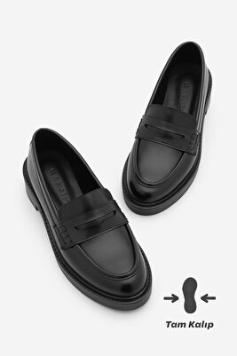 Kadın Loafer Günlük Klasik Ayakkabı Casual Makosen Fonle Siyah ürün fotoğrafı