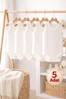 5'li 0-6 Yaş Bisiklet Yaka Çıtçıtlı Body Zıbın Atlet Yenidoğan Hastane Çıkışı Kız Erkek Bebek Çocuk ürün fotoğrafı