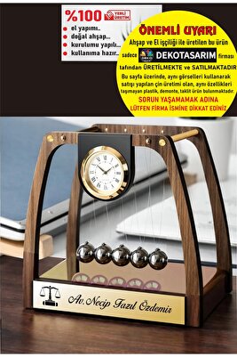 DOĞAL AHŞAP - EL YAPIMI - Saatli TİKTOP Denge Topu - Newton Denge Topları - KİŞİYE ÖZEL İSİMLİ ürün fotoğrafı