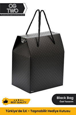 Premium Konsept Tasarım Hediye Kutusu Çanta Boş Karton Hediye Paketi Hediyelik Siyah - 24x14x20cm ürün fotoğrafı