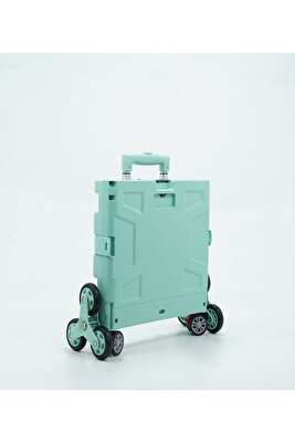 Katlanabilir Yükseklik Ayarlı Paket Market Taşıma Arabası Açık Yeşil ürün fotoğrafı