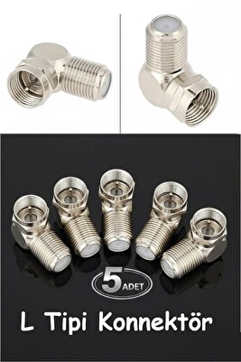 L Tipi Konnektör Fiş Rg6 Çevirmeli 90 Derece Tv Uydu Cvtv Sistemlerine Uygun F Konnektör ( 5 Adet ) ürün fotoğrafı