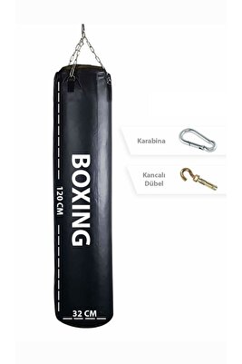 100 Cm - Kum Ve Boks Torbası 100x30 Cm Dolu Ve Boks Bandajı 25-30 Kg Siyah ürün fotoğrafı