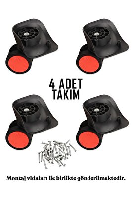 Valiz Tekerleği Çift Teker 01 4 Adet Kırmızı ürün fotoğrafı
