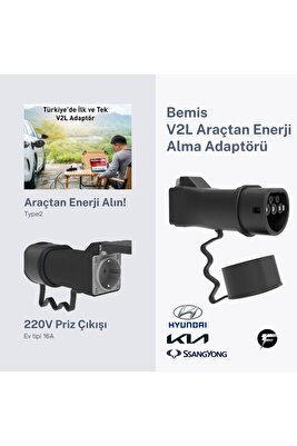 Tek Çıkışlı V2L (Vehicle to Load) Elektrikli Araç Uyumlu Adaptör – Hyundai / Kia / SsangYong ürün fotoğrafı