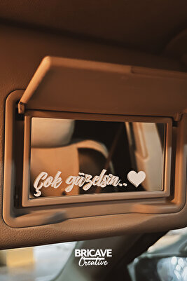 Çok Güzelsin Güneşlik Ayna Yazısı Araba-Motosiklet Cam Etiket Sticker 7,2x1,8cm ürün fotoğrafı