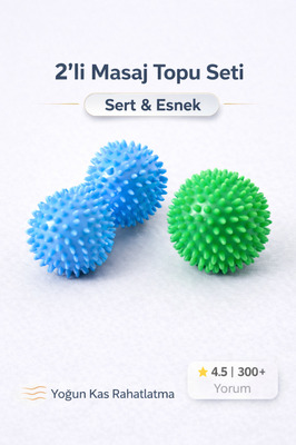 2’li Masaj Topu Seti – Sert &amp; Esnek Dikenli Kas Gevşetici Egzersiz Topu (7,5 cm) / Exercise Ball ürün fotoğrafı