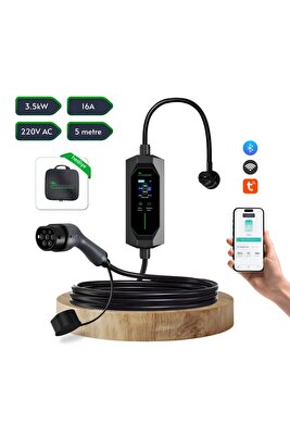 Taşınabilir Elektrikli Araç Şarj Cihazı 16A 3,5kW Monofaze Schuko Fiş 5M (TÜRKÇE MENÜ) ürün fotoğrafı