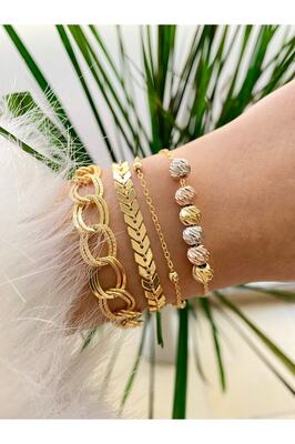 Kadın 4 Adet Kombin Bileklik Seti Altın Kaplama Renk Atmaz ürün fotoğrafı