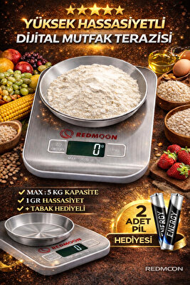 Lüx Paslanmaz Çelik Mutfak Terazisi Dijital 5 Kg Mutfak Tartısı Pil Hediyeli ürün fotoğrafı