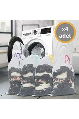 4 Adet Ultra Lüx Çamaşır Yıkama Filesi Renkli Ipli 40x60 Cm (büyük Boy) ürün fotoğrafı