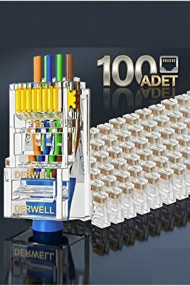 100 Adet Yeni Nesil Delikli Rj45 Cat5 Cat6 Ethernet Internet Kablo Soketi Konnektör 8p8c Jack Utp Uç ürün fotoğrafı