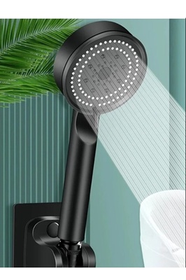 5 Fonksiyonlu Su Tasarruflu Duş Başlığı Turbo El Duşu Siyah Çok Fonksiyonlu Mat Duş Başlığı ürün fotoğrafı