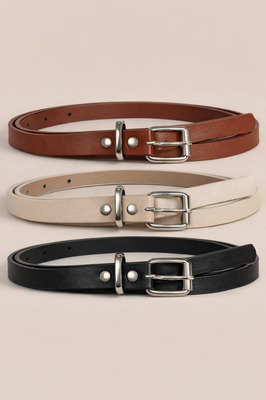 3 Adet Nude Suni Deri Kemer ürün fotoğrafı