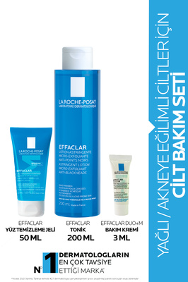 Yağlı ve Sivilceye Eğilimli Ciltler Cilt Bakım Seti: Effaclar Tonik &amp; Temizleme Jeli &amp; Bakım Kremi ürün fotoğrafı