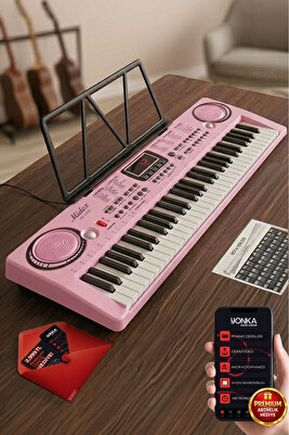 Ps-1500pk başlangıç Için 61 Tuşlu Org Pembe Renk Notalık adaptör Mikrofon Metod ürün fotoğrafı