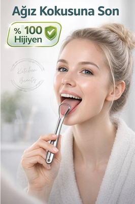 Dil Temizleyici Paslanmaz Çelik Ağız Bakım Fırçası Dil Plak Temizleme Dil Sıyırıcı 1 Adet ürün fotoğrafı