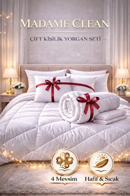 Çift Kişilik Antialerjik Lüx Microfiber Yorgan + 2 Adet 800 Gr Boncuk Slikon Yastık Seti ürün fotoğrafı