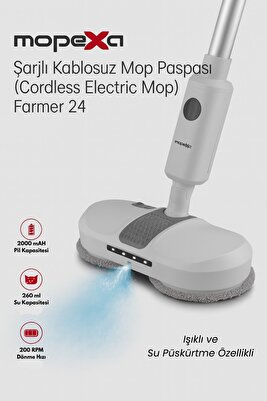 Mopexa Şarjlı Kablosuz Mop Paspas Sessiz Çalışma Işıklı Ve Su Püskürtme Özellikli ürün fotoğrafı