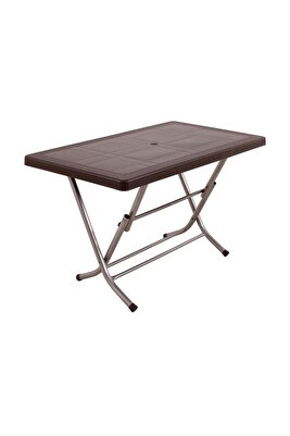 70x120 Zeugma Rattan Masa (Katlanır Metal Ayak) Kahverengi ürün fotoğrafı