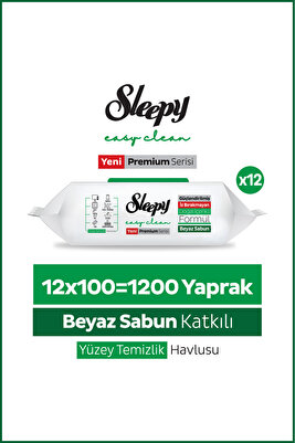 Easy Clean Premium Beyaz Sabun Katkılı Yüzey Temizlik Havlusu Mendili 12x100 (1200 Yaprak) ürün fotoğrafı