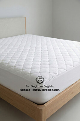 Yatak Alezi Pamuklu Kapitone Fitted Full Kenar Yatak Koruyucu Beyaz ürün fotoğrafı