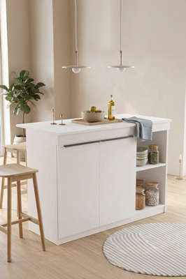 Orren Ada Mutfak Yemek Masası 2 Kapaklı 120cm Beyaz OR2-W ürün fotoğrafı