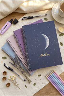 A5 Spiralli 4'lü Çizgisiz Okul Defter Seti 13,5 X 20,5 Cm 56 Yaprak Karton Kapak Notebook New Moon ürün fotoğrafı