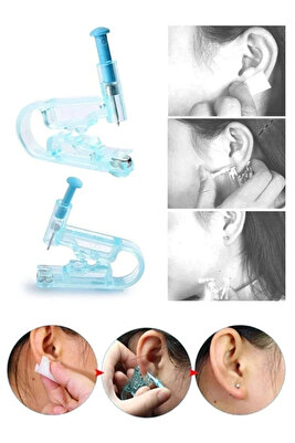 2 Adet Kulak Delme - Piercing Küpe Tabancası - Hijyenik Kulak Delme Kiti ürün fotoğrafı