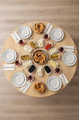 100 Cm Çap - Ahşap Kaplama Katlanabilir Yer Sofrası - Oyun Masası - 21 Cm Yükseklik ürün fotoğrafı