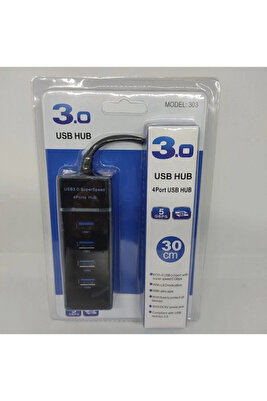 4 Port Usb 3.0 Hub Çoğaltıcı Çoklayıcı Çoklama 303 Siyah ürün fotoğrafı